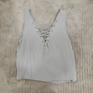 Forever 21 || grey lace up tank top